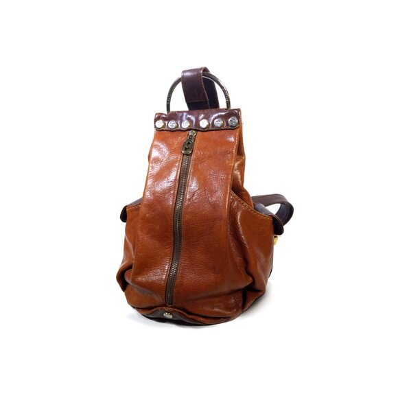 MARINO ORLANDI Leather Sling Backpack Bag Purse Britis Made in Italy - Picture 7 of 13